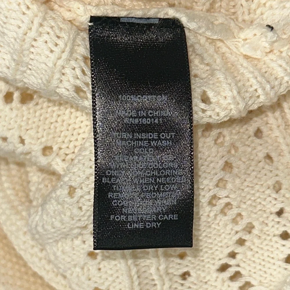 Frye and Co Cream Pointelle Knit Dolman Sleeve Sweater Women Medium Casual NWT